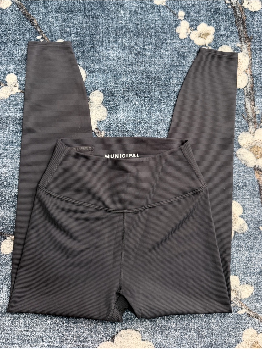 Municipal High-Rise Black Ribbed Leggings